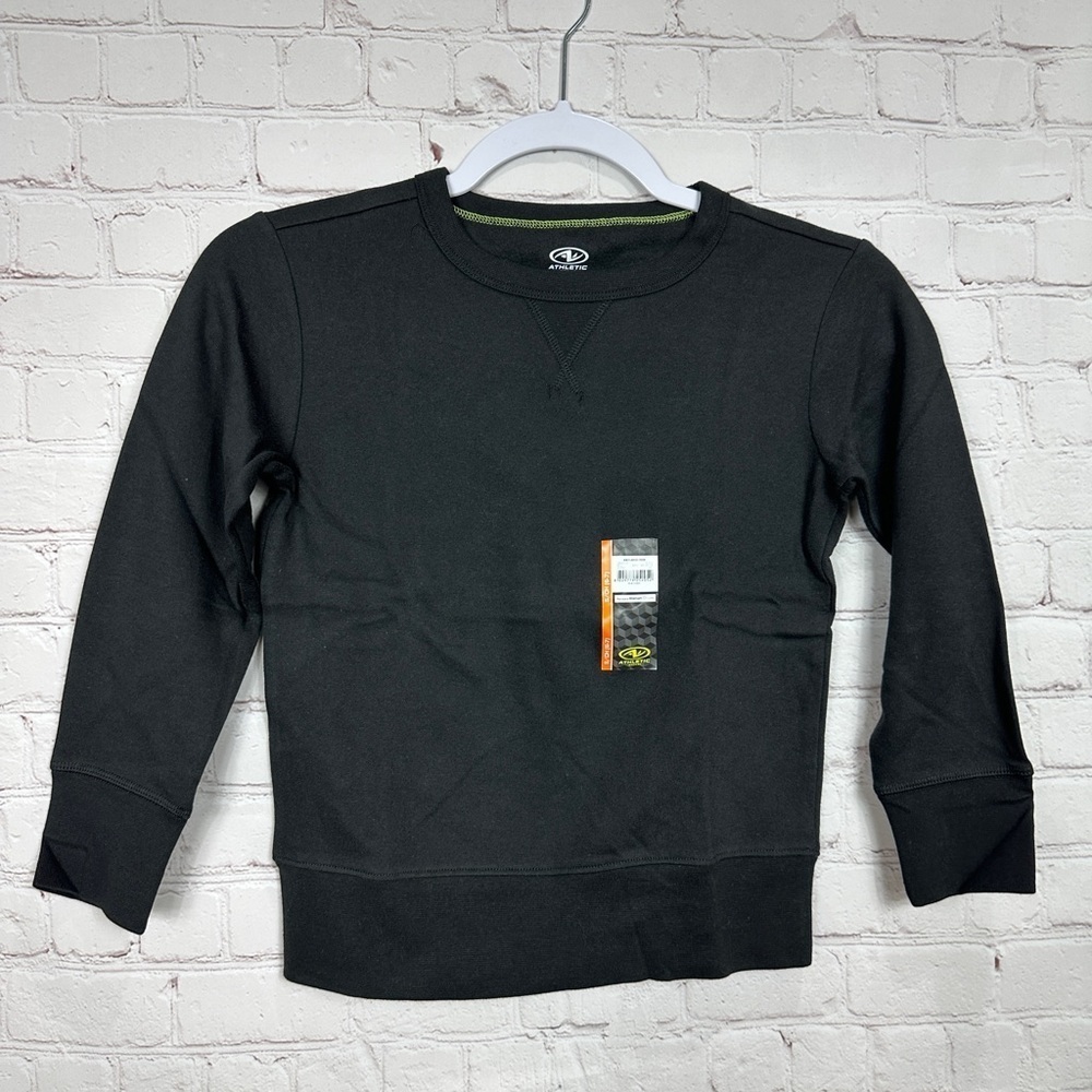 Athletic Works Boys black Fleece Lined Crewneck Sweatshirt Sz S, NWT